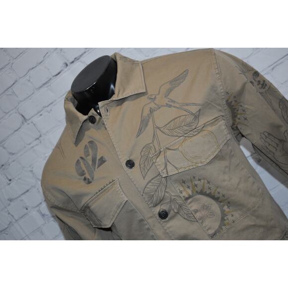 Abercrombie & Fitch shacket Shirt Mens Size Small Tan Floral Cotton NEW - Picture 1 of 8